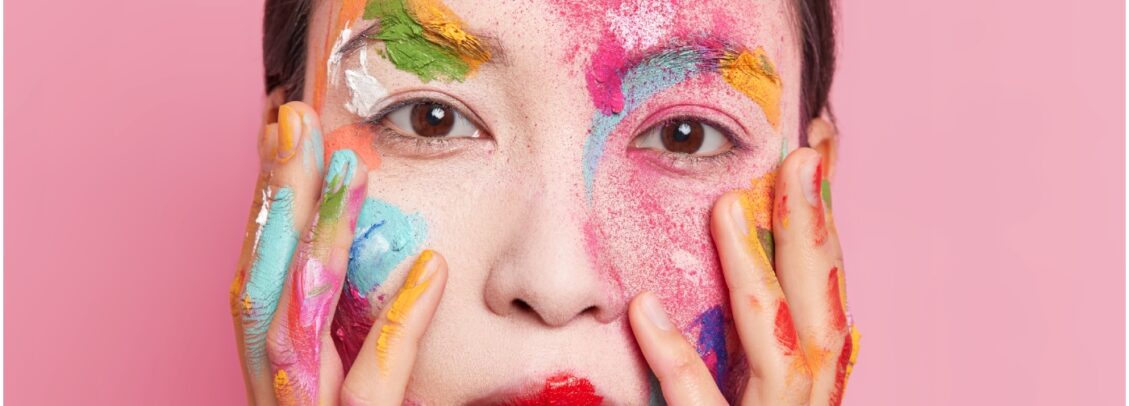 pós faciais coloridos