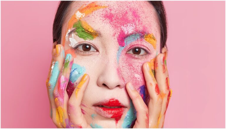 pós faciais coloridos